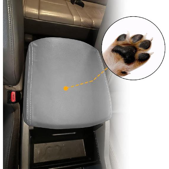 SecosAutoparts Center Console Lid Cover Replacement Leather Armrest Cover Gray Compatible with Honda Pilot 2009 2010 2011 2012 2013 2014 2015,