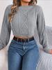 Autumn and Winter Casual Solid Color Twist Long-sleeved Pullover Navel-baring Sweater