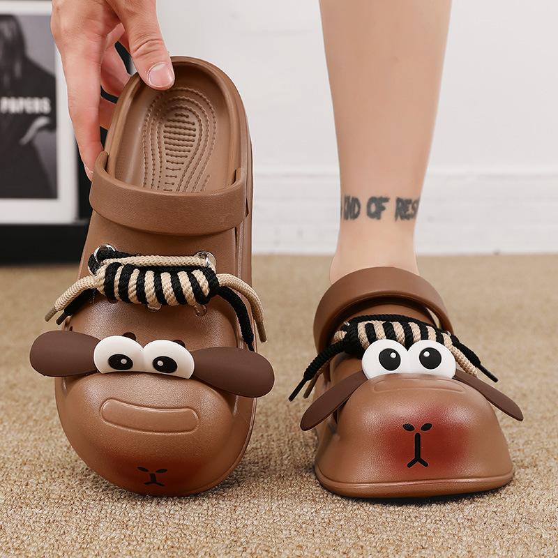 Baotou slippers men's 2025 summer new outer wear cute big ears couple hole shoes platform sports cool slippers