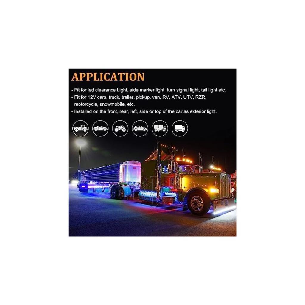 8pcs LED Truck Side Light Rv Bubble Trailer Lights, 24V Waterproof Marker Blue For BUS LED Side Marker Light Universal Fit