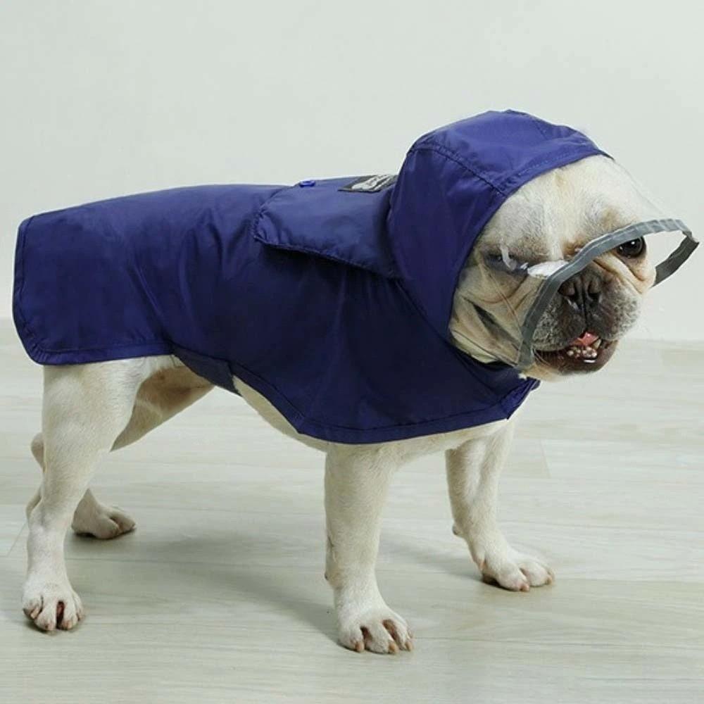 Waterproof Raincoat Dog Vest Rainy Dog Costumes Cover Reflective Strip Dog Hooded Raincoat Dog Clothes with Hat Dustproof