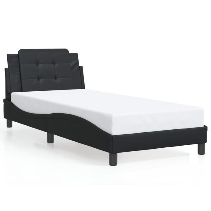 VidaXL Cadre de Lit sans Matelas Zadar, Lit Rembourré, Lit Simple, Lit Adulte de Chambre à Coucher Intérieur, Noir 80x200 cm 3208142