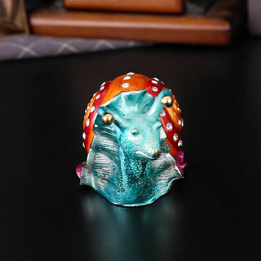 Snail jewelry box, diamond-encrusted jewelry storage, light luxury enamel craft box, clamshell gray ring, stud earring, jewelry box