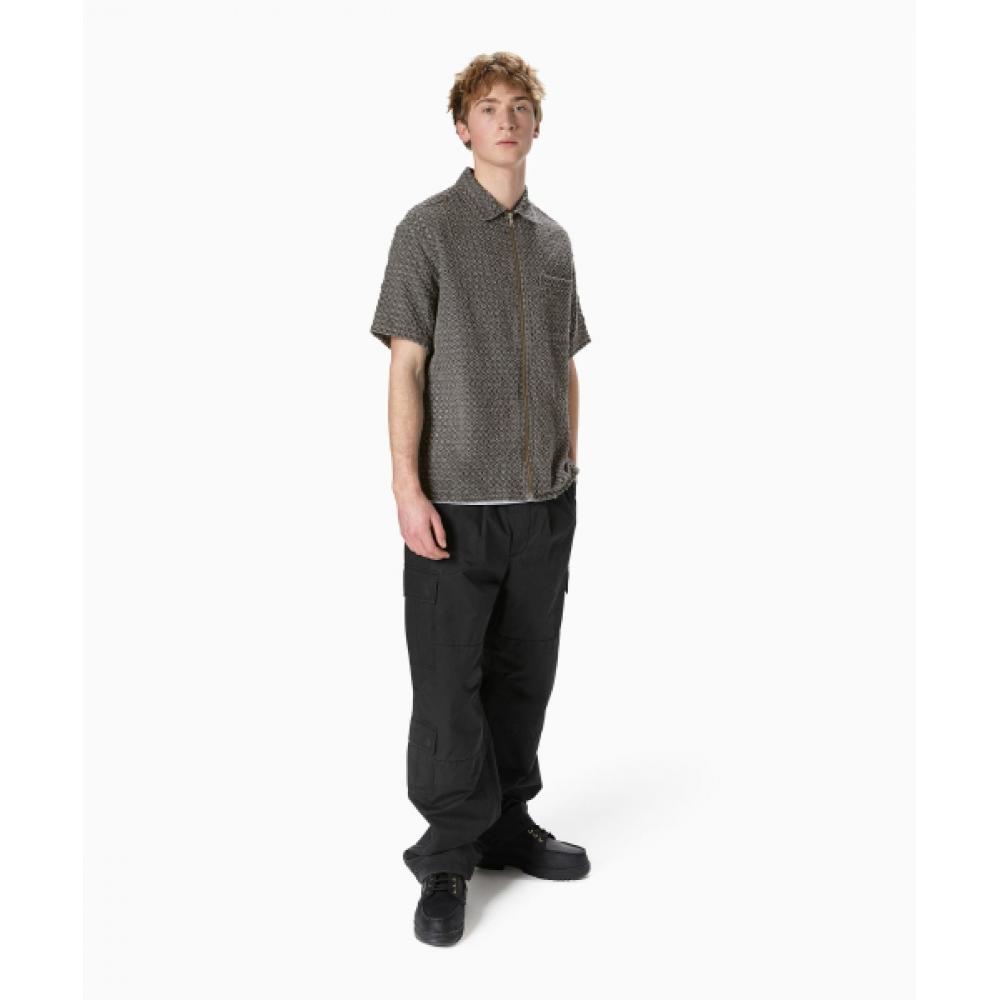 Thisisneverthat Damaged Denim Zip S S Shirt Grey