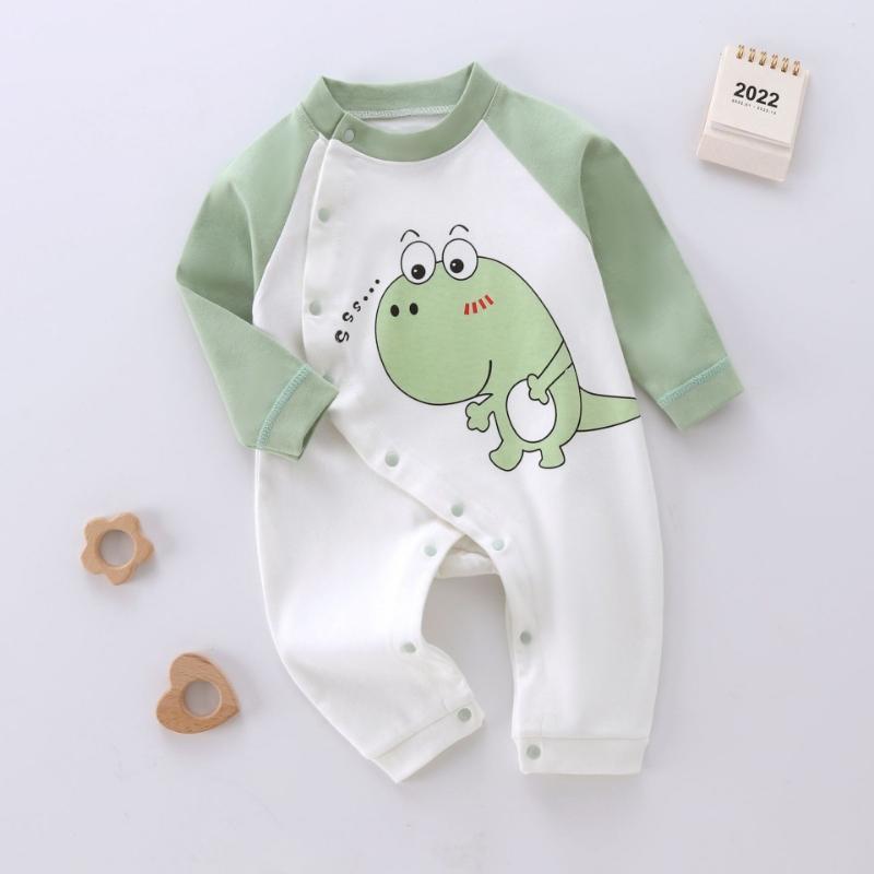 Kjemmet bomull babybody langermet spedbarns jumpsuit dyre-romper unisex termisk undertøy trykknapplukking myk nyfødt onesie vinter varmt antrekk