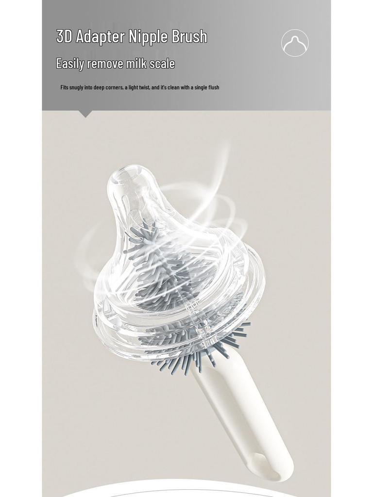 Portable Baby Bottle and Nipple Brush Set with Storage Box - Silicone Cleaning Tool