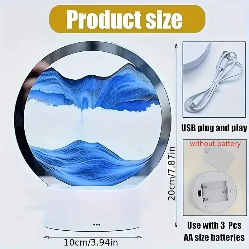 1Pack Dimmable 3D Dynamic Quicksand Lamp | Deep Sea Sandscape Art Night Light for Bedroom/Office, Decorative Bedside Table Lamp