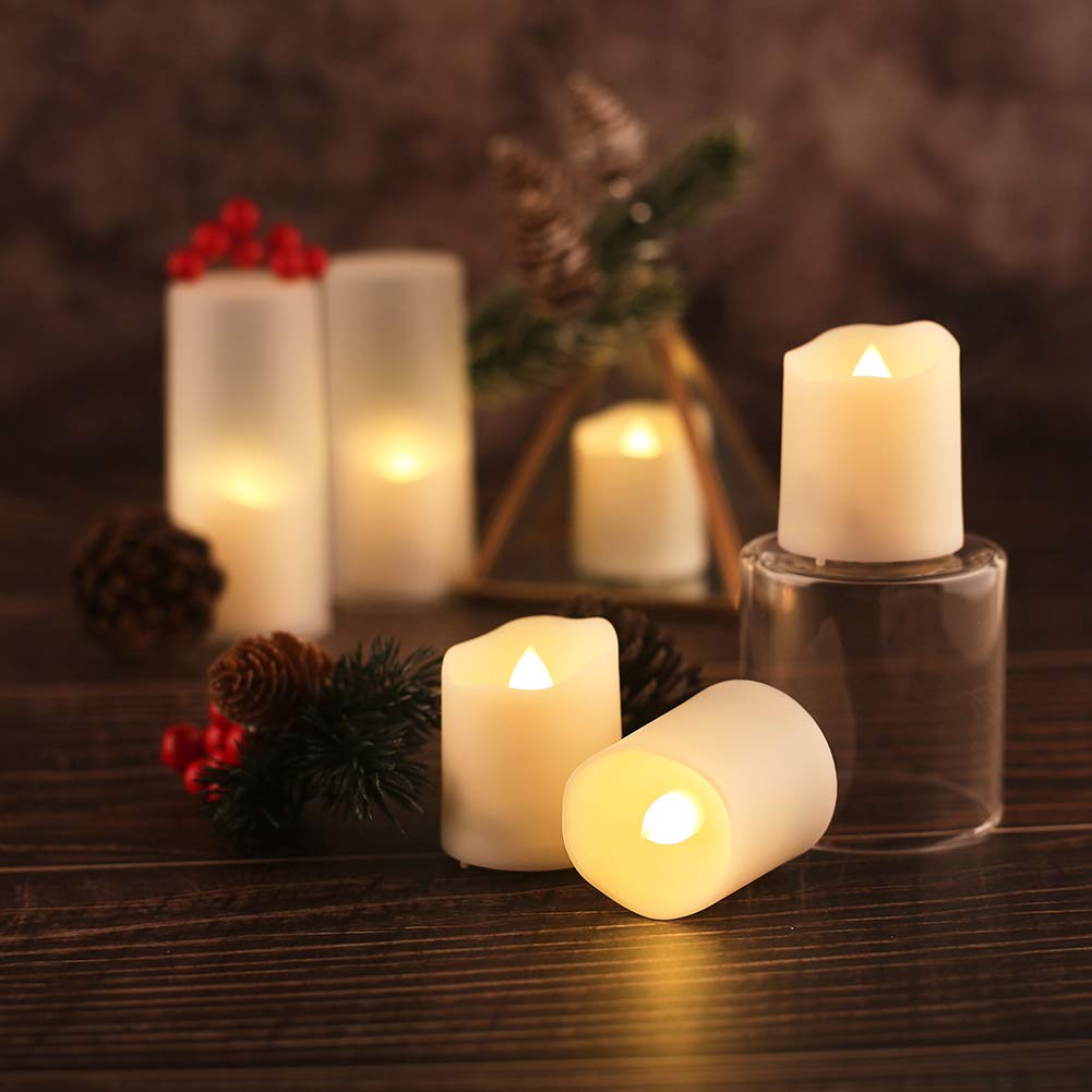 Freepower LED Candle Light Set, Smokeless, Electric Candles, with Remote Control, Waterproof, and Brightness Adjustment (Set of 6, Black)