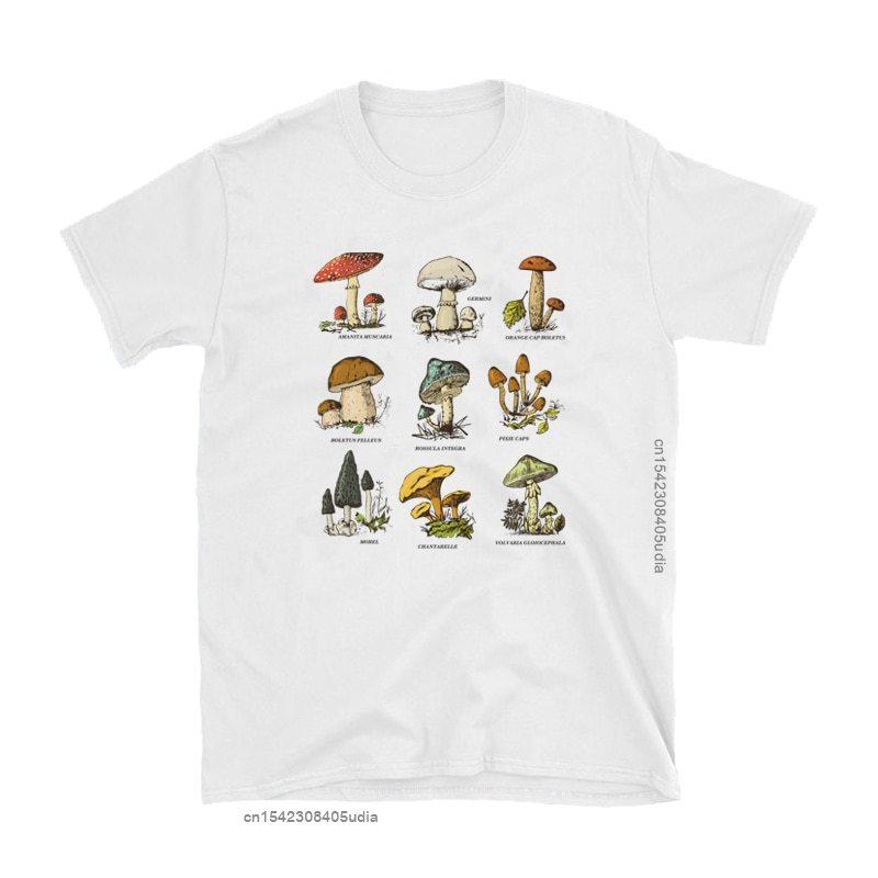 Vintage Fashion Mushroom Print Oversized T Shirt Egirl Grunge Aesthetic Streetwear Graphic Tees Women Tshirt Cute Tops