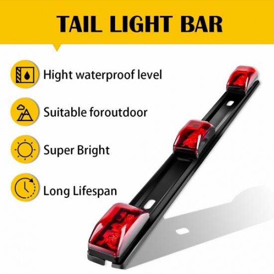 Stainless Steel Red LED ID Bar Light Boat Truck Trailer Marker Tail Lights ABS