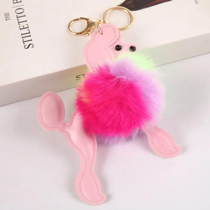 Cartoon Cute Simulation Poodle Fur Ball Toy Keychain Creative Cute Dog Fur Ball Bag Pendant Fashion Birthday Christmas Gift