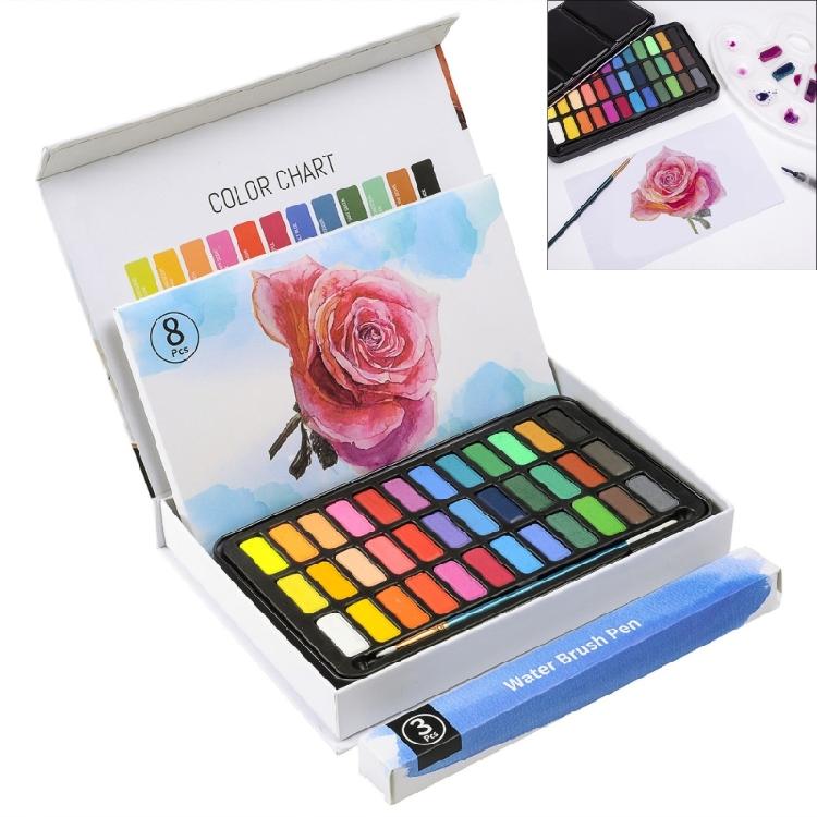 Künstler-Aquarellmalset 36 Farben feste Aquarellfarbe mit Wasserpinsel für Kinder Erwachsene Skizzieren Malen