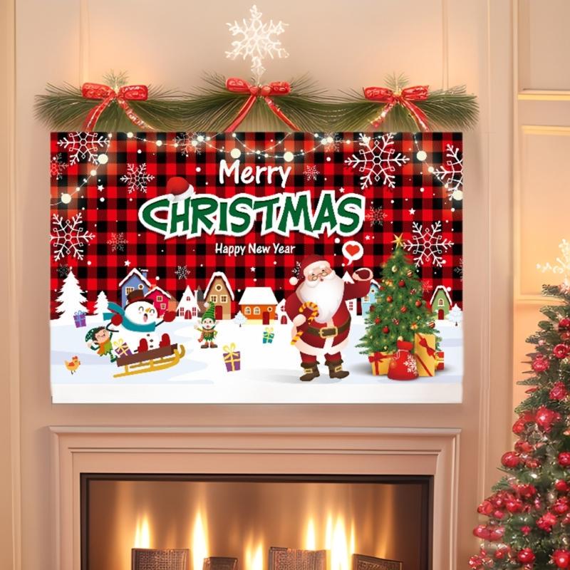Large Christmas Backdrop Decorative Cloth 70.8x43.3Inch Polyester Fabric For Holiday Decorations And Family Gathering