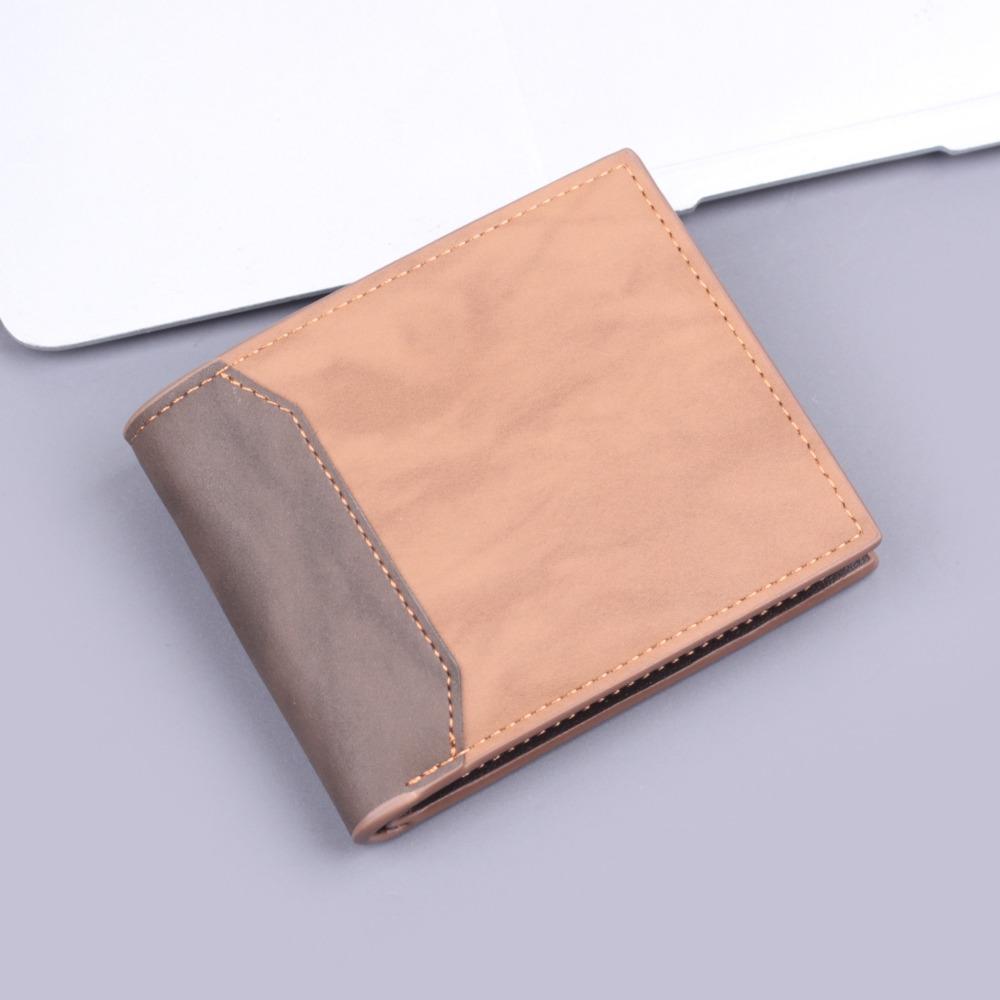 PU Leather Men's Short Wallet Two Fold Design, Black/Coffee Retro Style, Coin Purse with  ID Card Holder, Suitable for Men