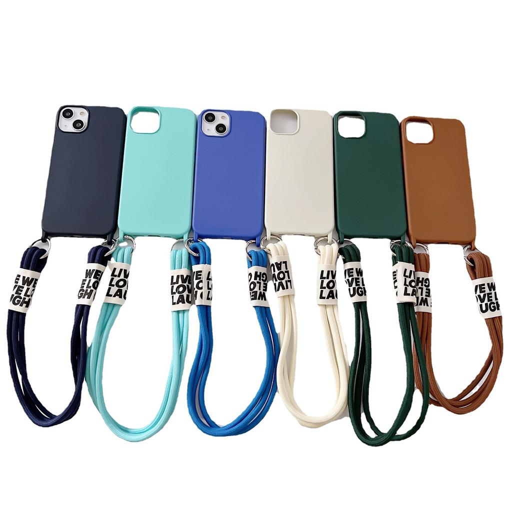 Imitation Liquid Three-strand Lanyard Mobile Phone Case for Iphone15 Crossbody Case Apple 13 Portable Rope Silicone Protective Case