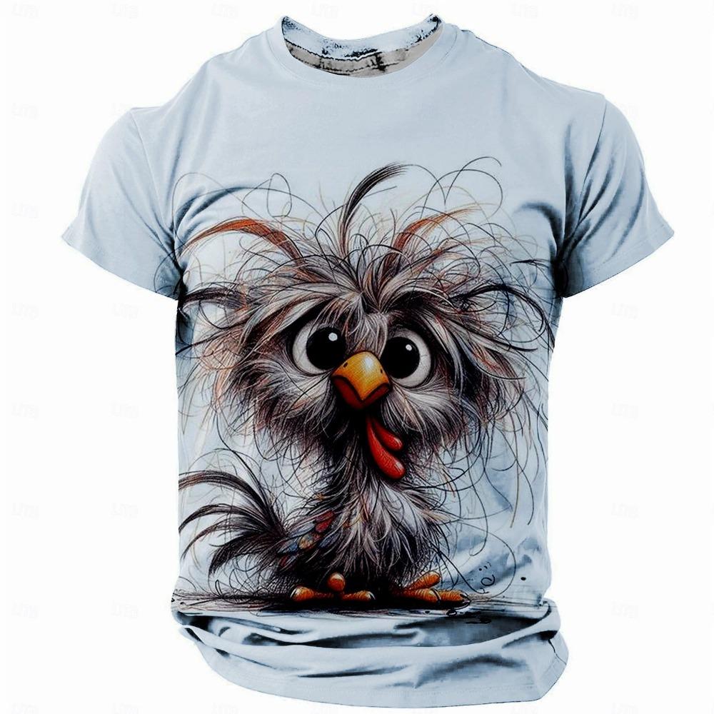 Funny Men's T Shirt Animal Chicken Print Summer Casual Short Sleeve Tee Street Fashion O-Neck Pullover Men's Oversized Clothing