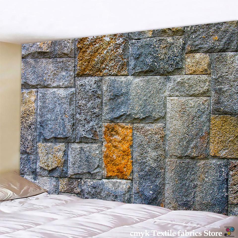 Vintage 3D Stone Bricks Printed Tapestry Wall Hanging Large Size Wall Tapestry Cheap Hippie Boho Wall Tapestries Mandala Fabric