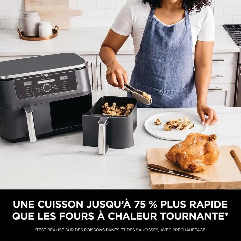 Ninja - Af400eu - Noir Argent - Friteuse Sans Huile Double Tiroir 9,5l - 6 Programmes