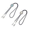 Bolo Tie for Men and Women Western Fashion Accessory with Metal Flower Turquoises Stone Accent Braided Necktie Necklace