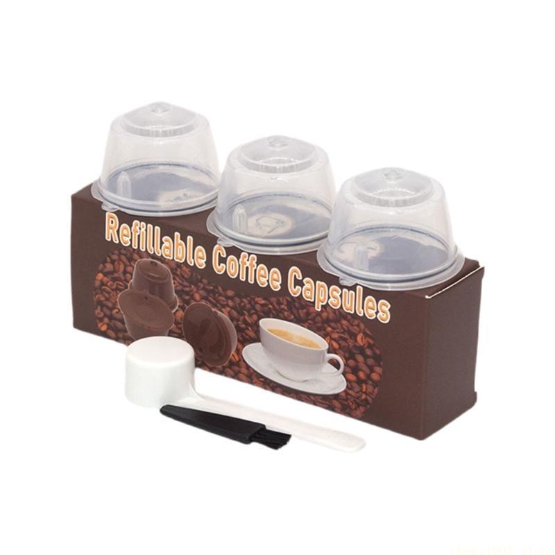 QX2E Coffee Filters Cups Set with Convenient Brush and Spoon Included Plastic Texture