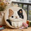 DIY Punch Needle Embroidery Starters Kits For Beginner Cartoon Cute Cat Poking Embroidery Yarn Painting Arts