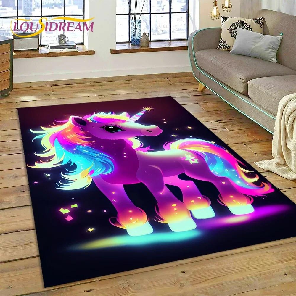 3D Cute Dream Unicorn Cartoon Girl Carpet Rug for Bedroom Living Room Home Sofa Decoration,Children Game Large Decor Floor Mat