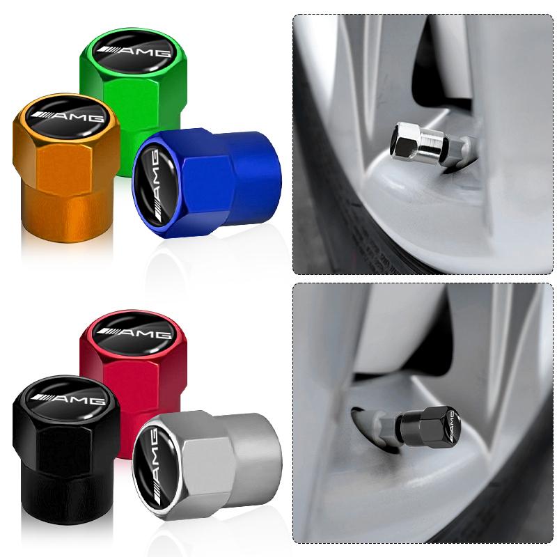 AABIF1 Car Valve Cap Wheel Tire Valve Caps Cover with Auto Stickers For Mercedes Benz C260 C200 C180 GLA/E/C Class E43 E260 E300 E320