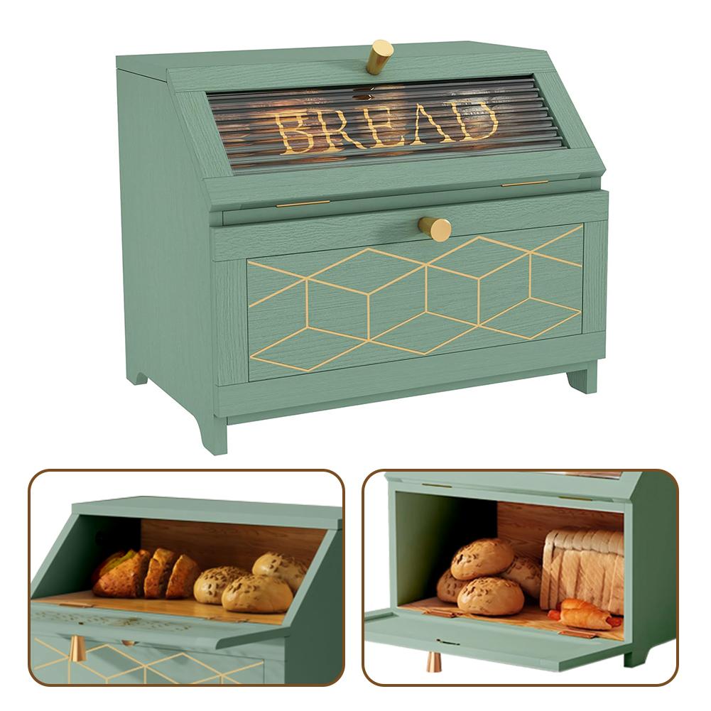 Wooden Bread Bin Multi-Purpose Bread Storage Container Bread Keeper Bin Bread Storage Box for Bagel Donut Cookies