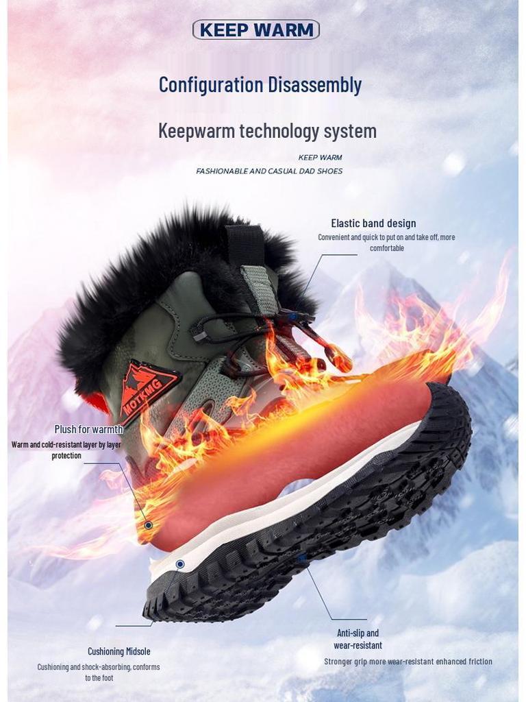 Children's Winter Mid-Calf Snow Boots, Thick Velvet-Lined Cold-Resistant Leather for Boys & Girls