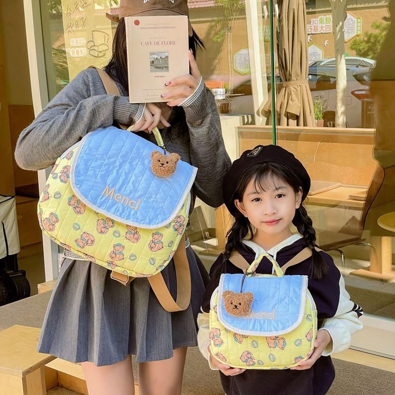 Adorable Cartoon Bear Backpack For Kids With Large Capacity Stylish Design And Breathable Canvas Material