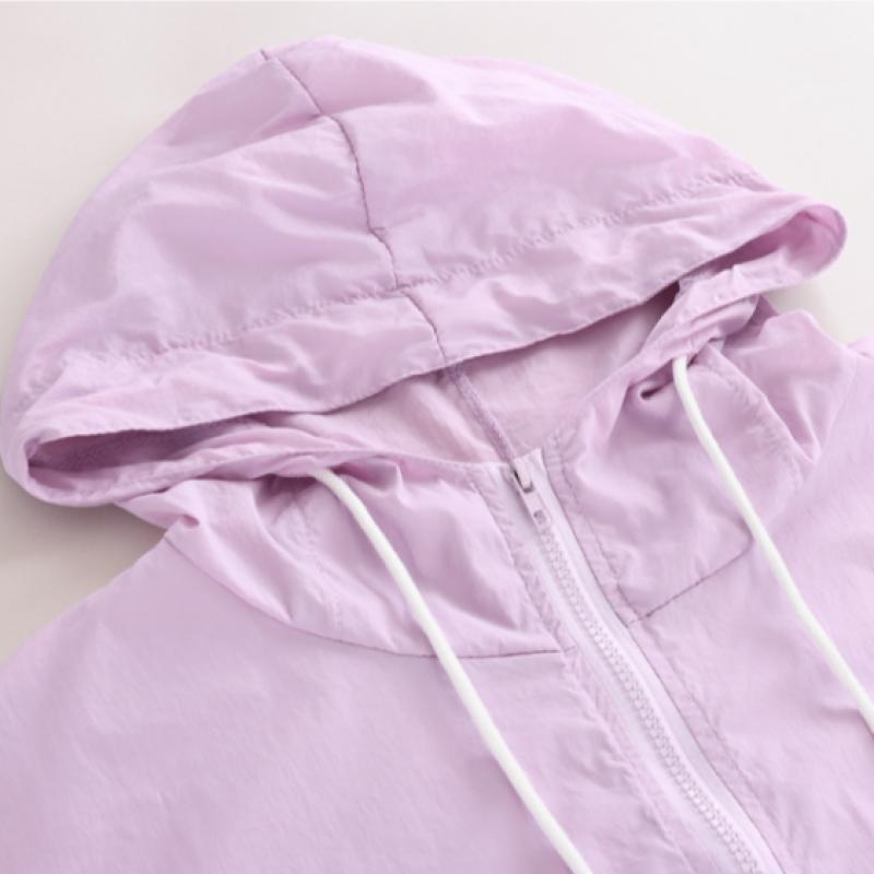 Shop Women Windbreaker Hooded Jacket Steel Neck Daily Sports Pic Wjp 1536 Pur