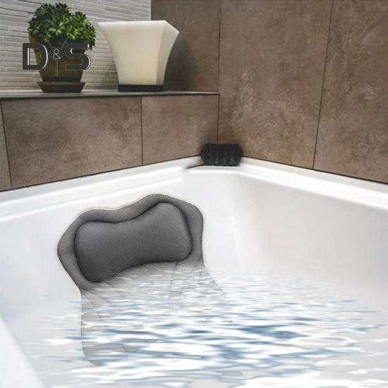 Badewannenkissen mit 6 Anti-Rutsch-Saugern Badekopfstütze mit 4D-Air-Mesh-Gewebe Nacken- und Rückenstütze Badekissen Entspannendes Badezubehör