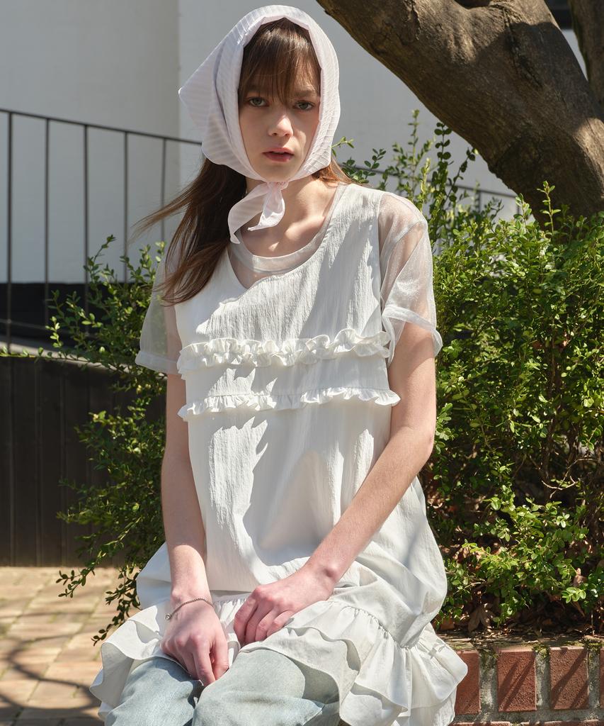 Margarine Fingers Mixed Frill Mini One Piece (White)