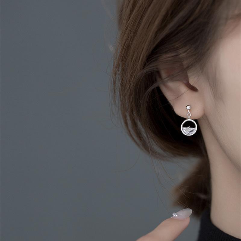 

CIAXY Silver Color Marine Style Round Stud Earrings for Women Cute Small Earring Korean Fashion Party Gifts Jewelry
