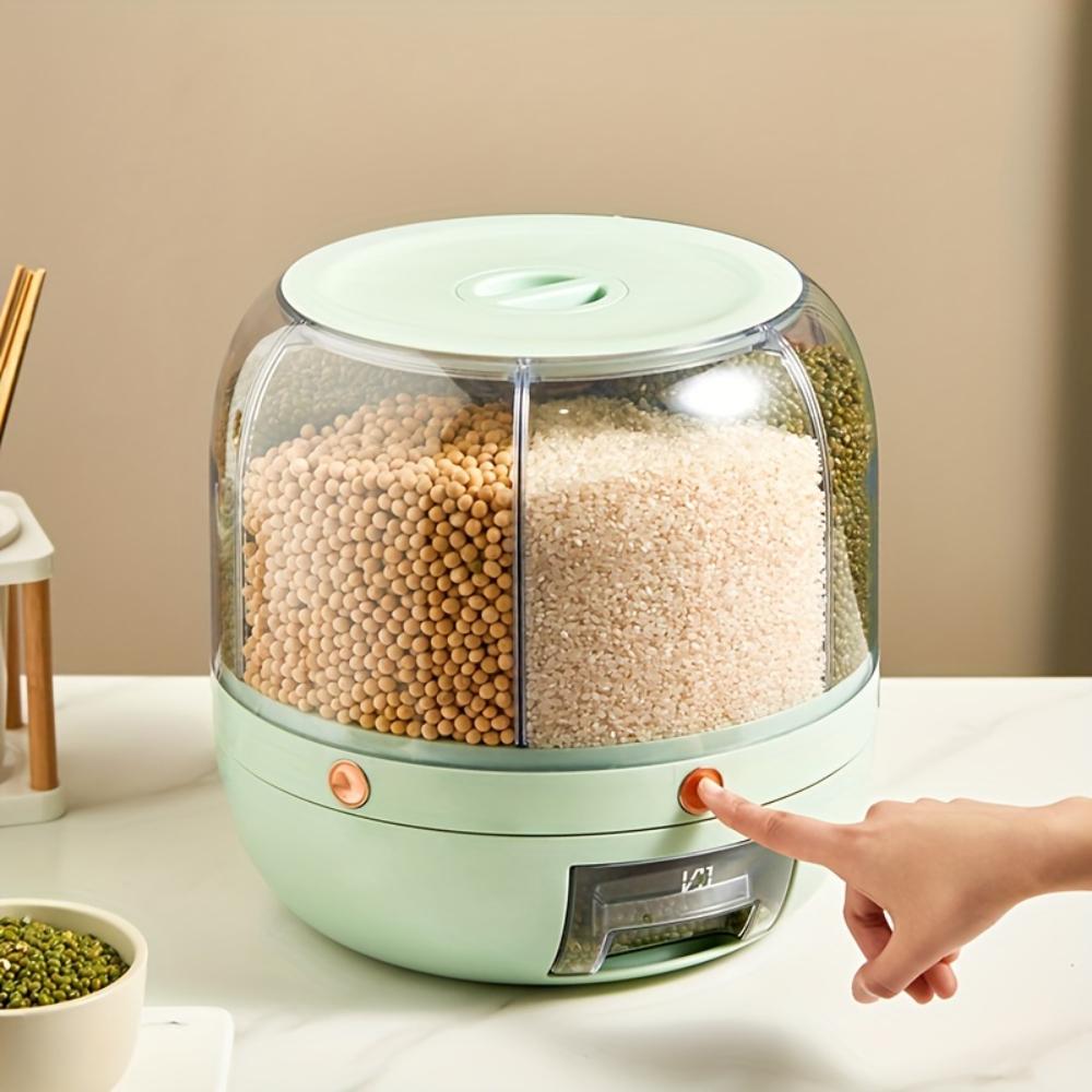 Rotating Grain Storage Box Divided Rice Bucket, Large Capacity Cereal Container, Moisture-proof Insect-proof Sealed Storage