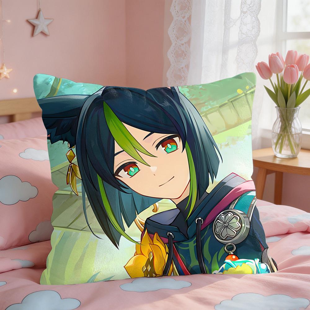 Tighnari Genshin Impact Cushion Cover Square Short Plush Pillow Case Living Room Sofa Home Decor Funda X