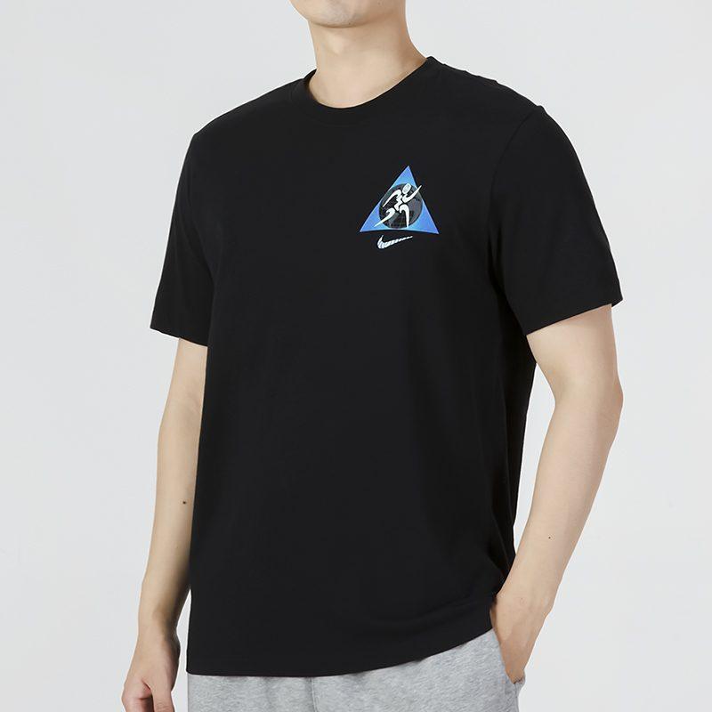 Nike T Shirts Men's Black Crew Neck Moderate Straight Fit DQ1070-010