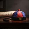 Chinese Costume Cap Traditional Ancient Satin Brocade Hat with Tassel for Entertainers,