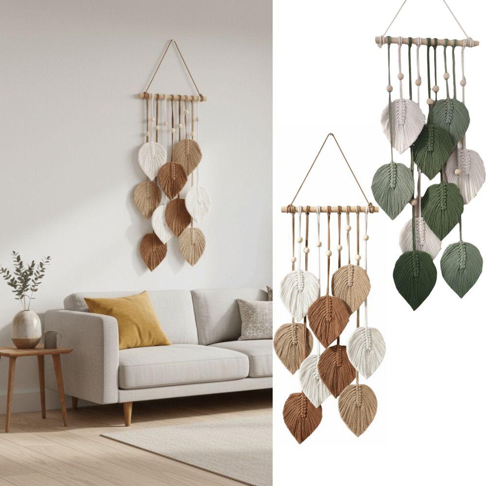 Cotton Rope Leaf Macrame Wall Hanging Boho Style Bohemian Wall Decoration  Home Wedding Decor