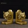 Imitation Copper Tiger Head Book Push Bookend Resin Handicraft Ornament Model Room Office Animal Decoration