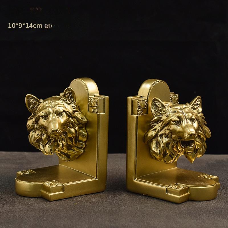 Imitation Copper Tiger Head Book Push Bookend Resin Handicraft Ornament Model Room Office Animal Decoration