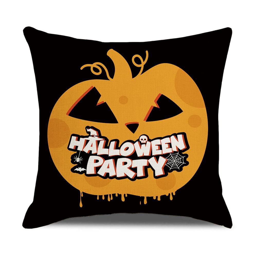 New Black and White Plaid Printed Halloween Pillowcase Orange Pumpkin Pillowcase Cushion