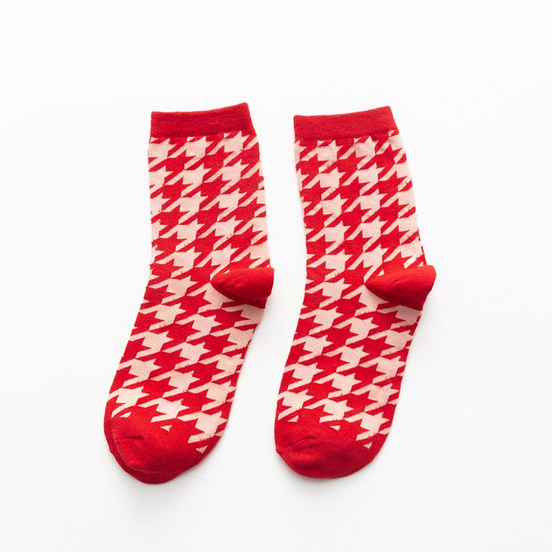 Benmingnian Women's Red Mid-Calf Socks - Year of the Snake Zodiac Festive Autumn/Winter Trend