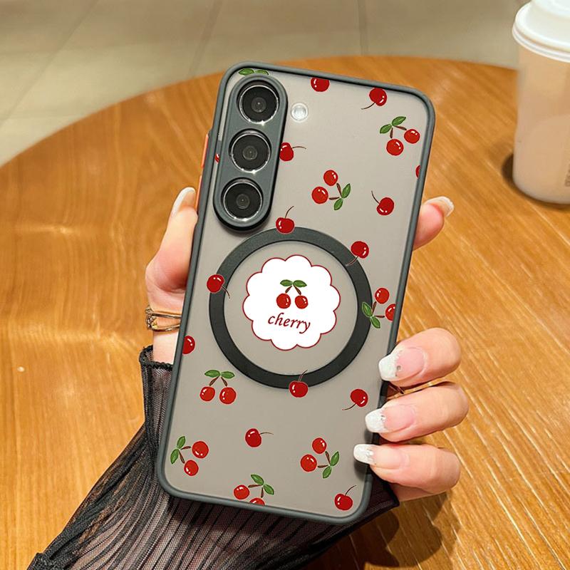 

Cherry Pattern Magnetic Phone Case For Samsung Galaxy A37 A17 A56 A36 A55 A35 A26 A16 A25 A15 A54 A14 A34 TPU Acrylic Back Cover Galaxy A56