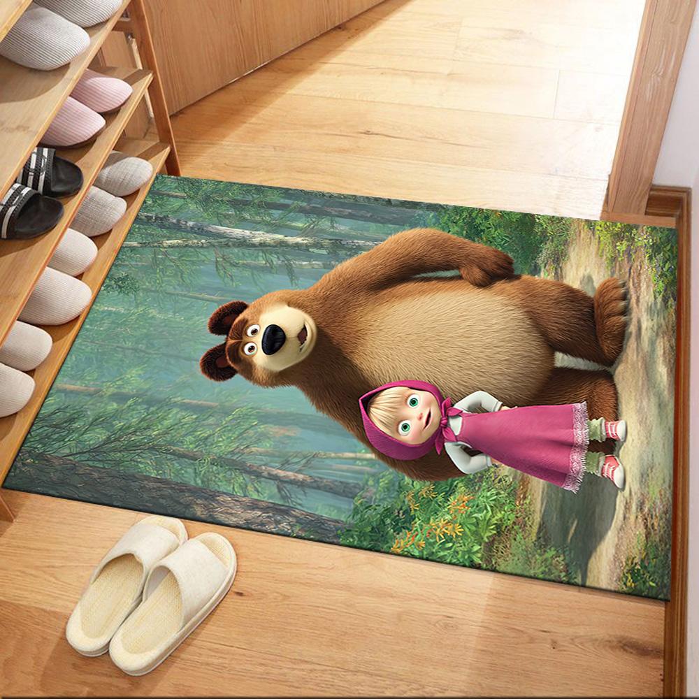 Masha Bear Floor Rug Office Rug Suitable for Outdoor Living Rooms Playrooms Balcony Anti-slip Rug Anime Office Decor