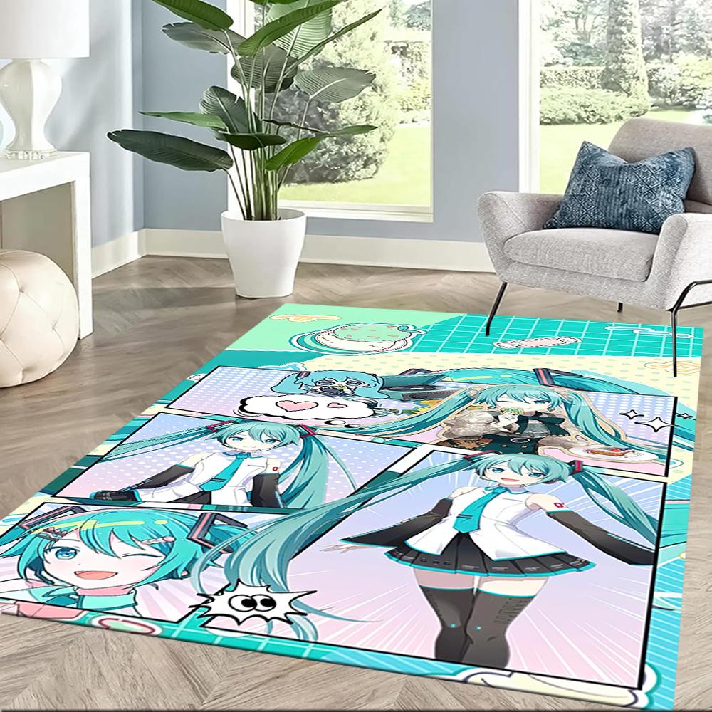 Hatsune Miku On The Moon Square rugs are a great choice for living rooms, bedrooms, home décor, and as gifts.
