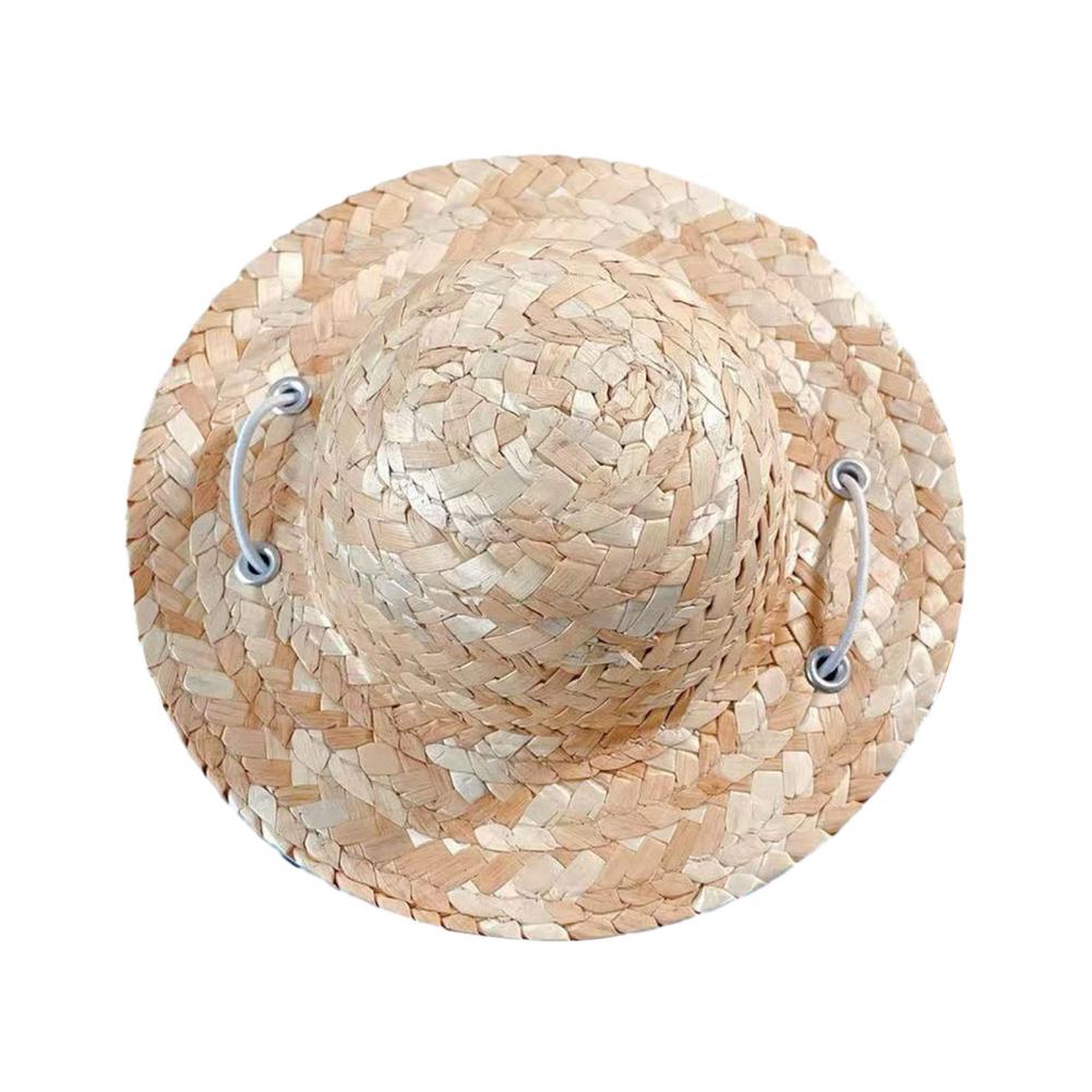 Pet Straw Hat Cute Pet Headwear Pet Sun Protection Straw Hats for Dogs Cats Mini Dog Beach Hat with Flower Cat Sun Hat for Small