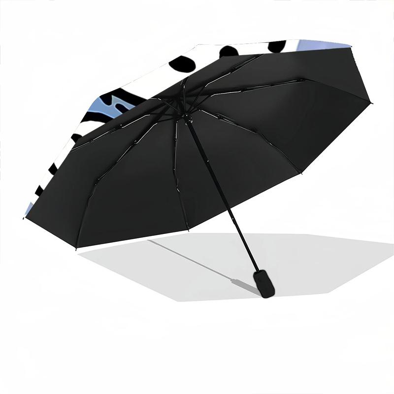 1pc Chibi Cow with Yellow Chickens Automatic Opening/Closing Umbrella - Portable Three-Fold Design, 8-Bone Iron Frame Outdoor Umbrella, Perfect Gift F