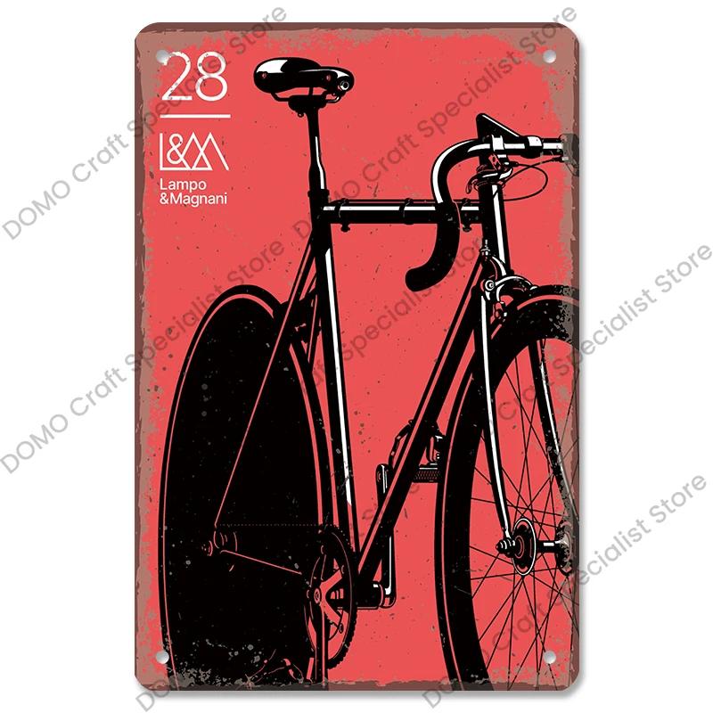 Placa de bicicleta Placa de lata de metal Ciclismo Corrida Vintage Metal Poster Wall Art Decor para Bike Club Garage Man Cave