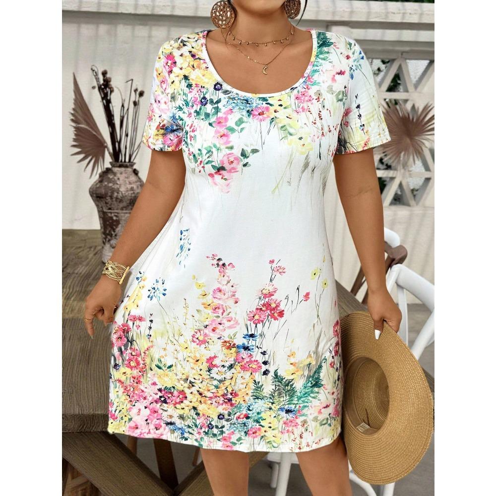 Fashion Casual Floral Print Women's Dress Short Sleeve Mini Dress Beach Vacation Dress Y2k Sexy Dress Casual Nightie Homewear